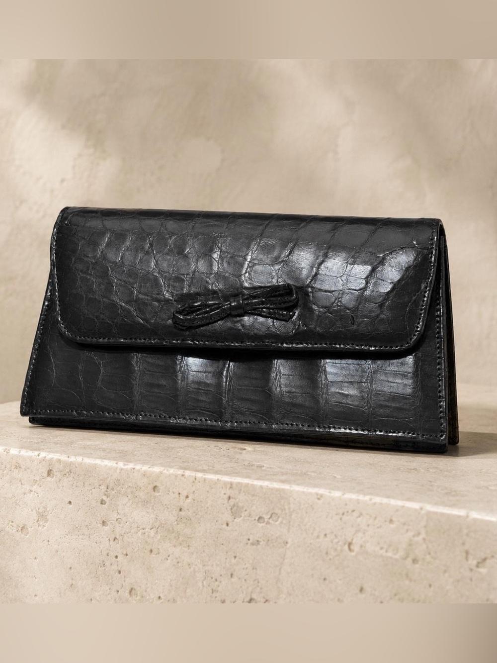 Black De Pinna Crocodile Leather Clutch - Classic Women’s Evening Bag